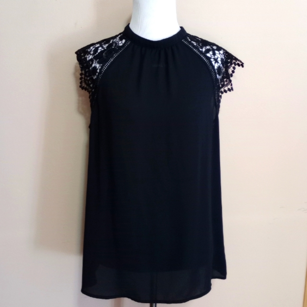 Express Women's Black Lace Cut-Out Blouse